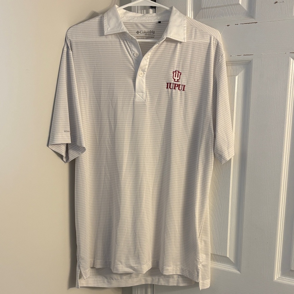 Columbia Men's White Polo with Red Logo